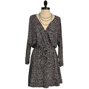 Lush Faux Wrap Black And White Polka Dot Dress - Size Medium - New Without Tags